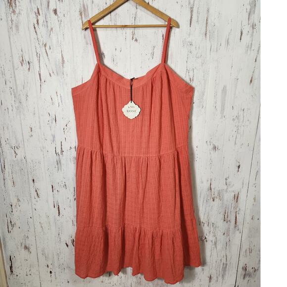 Knox Rose Maxi Dress Womens 4X Corral Pink Tiered Beach Vacation Spring Easter - Picture 1 of 6